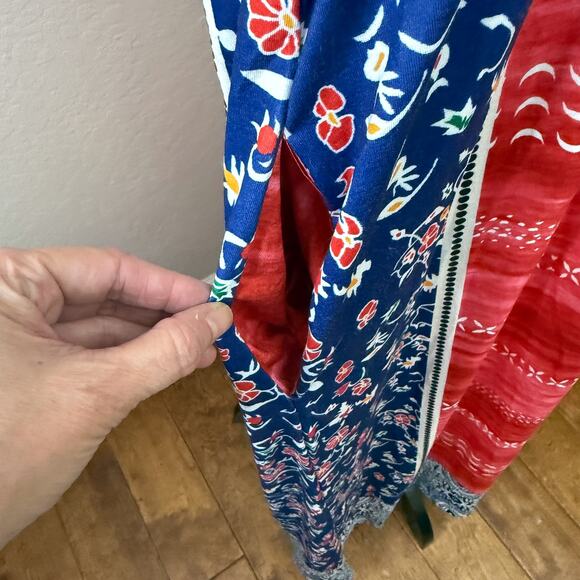 Noracora Boho Maxi Dress Mixed Print Floral Short Sleeve Pockets XL, NWT - Picture 6 of 6